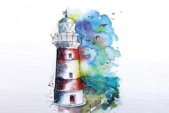 create a handmade storybook illustration, drawing watercolor
