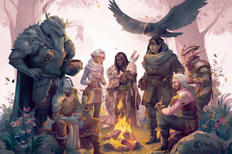 design a dnd party art and group art