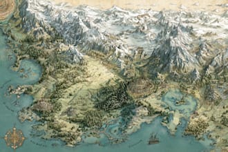 draw a fantasy map illustration