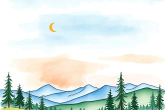 draw a watercolor landscape illustration
