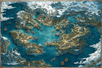 create a fantasy map illustration or site in illustrator