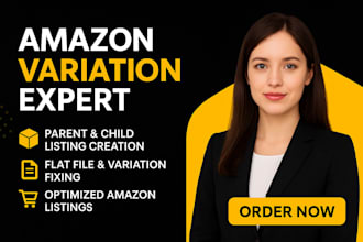 create or fix amazon product listing or parent child variation listing