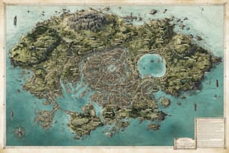 fantasy map illustration, dnd map, board games