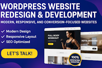redesign wordpress duplicate website fitnes website hotel booking ecommerce site