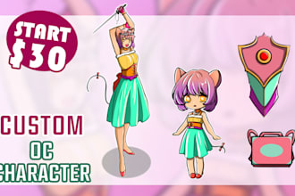 make custom oc character design, anime fan art, furry art