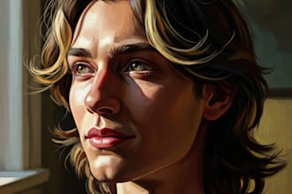 draw realistic digital oil portrait painting