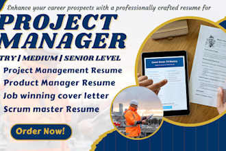 write ats optimized project manager resume, cover letter and linkedin profile