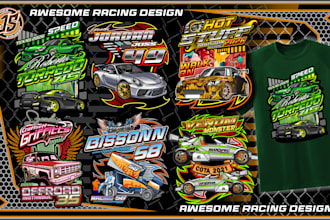 create racing illustration for t shirt design