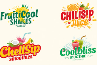 design juice bar, ,fruit vegetable shop, food, drink logo