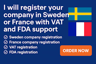 register your company in sweden or france with vat and fda support