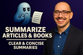 summarize articles, books or reports in english or spanish
