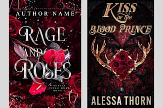 create dark romance book cover, fantasy romance, horror, book cover design