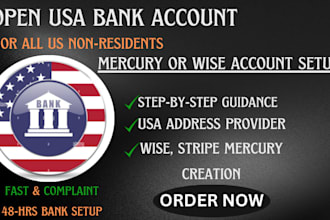 open mercury, wise for llc owners USA bank creation and proof for non resident