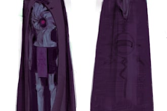 draw a stylized character design or concept art sheet