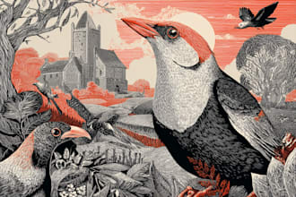create artistic linocut illustration in my art style