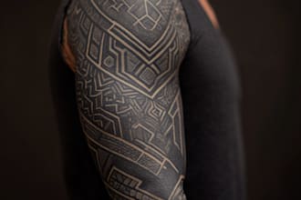 create sleeve tattoo design in geometric style