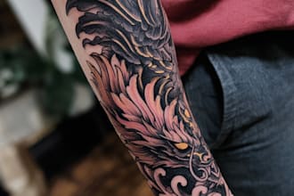 design professional japanese, asian style tattoo design