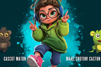 draw cute cartoon character, mascot, stickers