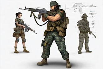draw 2d game art military character design