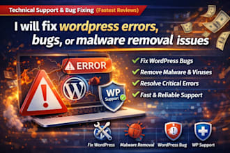 fix wordpress errors, bugs, or malware removal issues