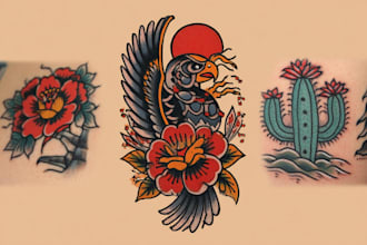 make old school or traditional style tattoo logo design