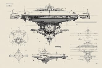draw spaceship concept art or design a starship or sci fi