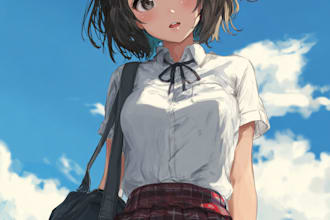 draw an anime character illustration for commercial use