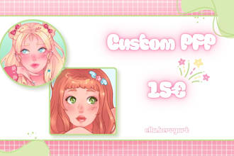 draw a custom pfp anime, kpop, cartoon style avatar