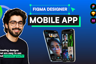 design modern mobile app UI UX in figma for ios and android