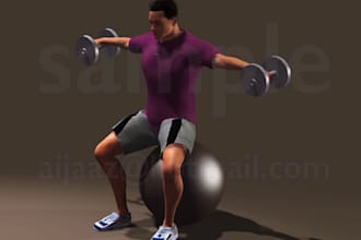 make 3d animations for body exercise