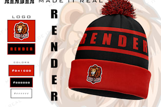 design 3d realistic headwear beanie, hat, trucker cap etc