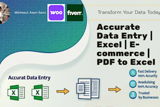 do accurate data entry, excel data cleaning, ecommerce product listing, and PDF