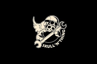 make biker amazing splashy masculine logo for skulls things