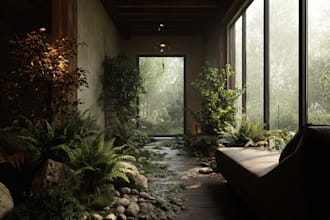 do realistic render for interior, architecture, gardens and