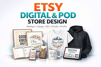 design etsy pod on etsy shop etsyseo product listing promote etsy digital mockup
