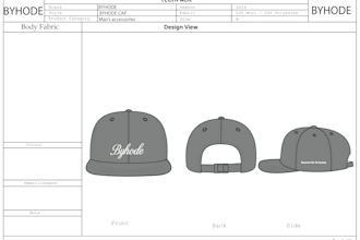 design flat sketch and tech pack of hat and cap
