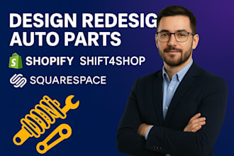 design redesign auto parts shopify website store shift4shop squarespace website