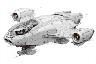 draw high quality spaceship concept