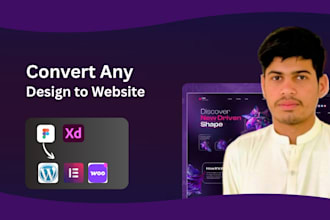 convert figma to wordpress, xd to wordpress, PSD to wordpress with elementor