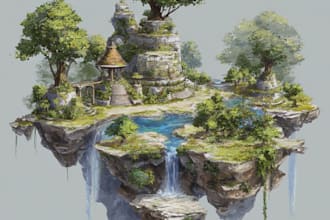 draw fantasy environment, landscape design