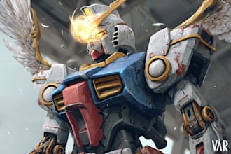 draw mecha robot,armor,gundam in anime or realism style