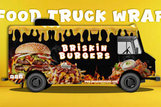 design eye catching food truck wrap and trailer wrap