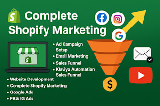 promote shopify store, complete shopify marketing with sales funnel