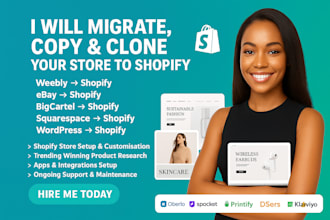 migrate copy clone weebly wix bigcartel squarespace wordpress to shopify store