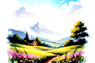 do a digital art watercolor painting and architecture