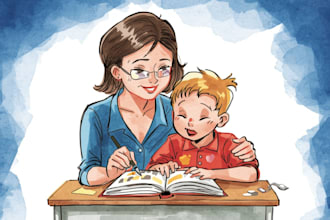 do children story book illustration water color