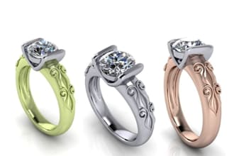 custom 3d birthstone ring design, stl jewelry cad for 3d printing or casting