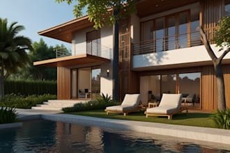 design 3d house model exterior interior rendering decor landscape architecture