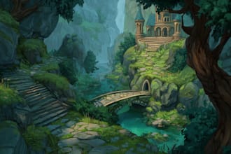 draw  fantasy landscapes and scenery art