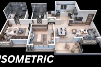 create 3d isometric environment, 3d floor plans, and isometric room for game